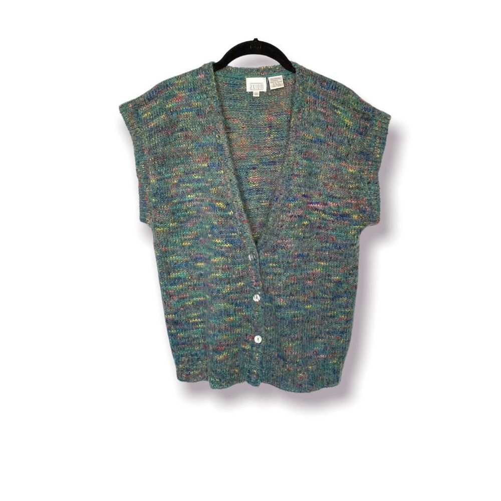 Colorful vintage sweater vest cardigan. - medium